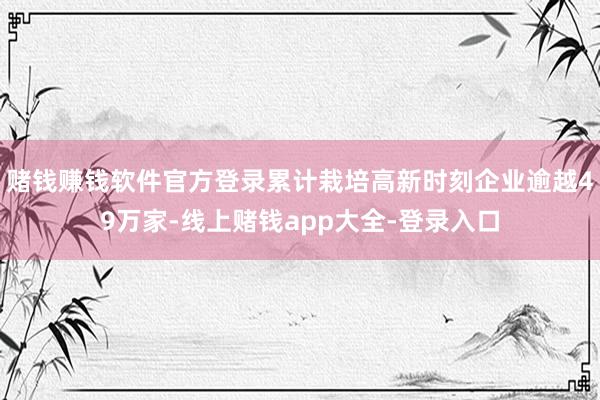 赌钱赚钱软件官方登录累计栽培高新时刻企业逾越49万家-线上赌钱app大全-登录入口